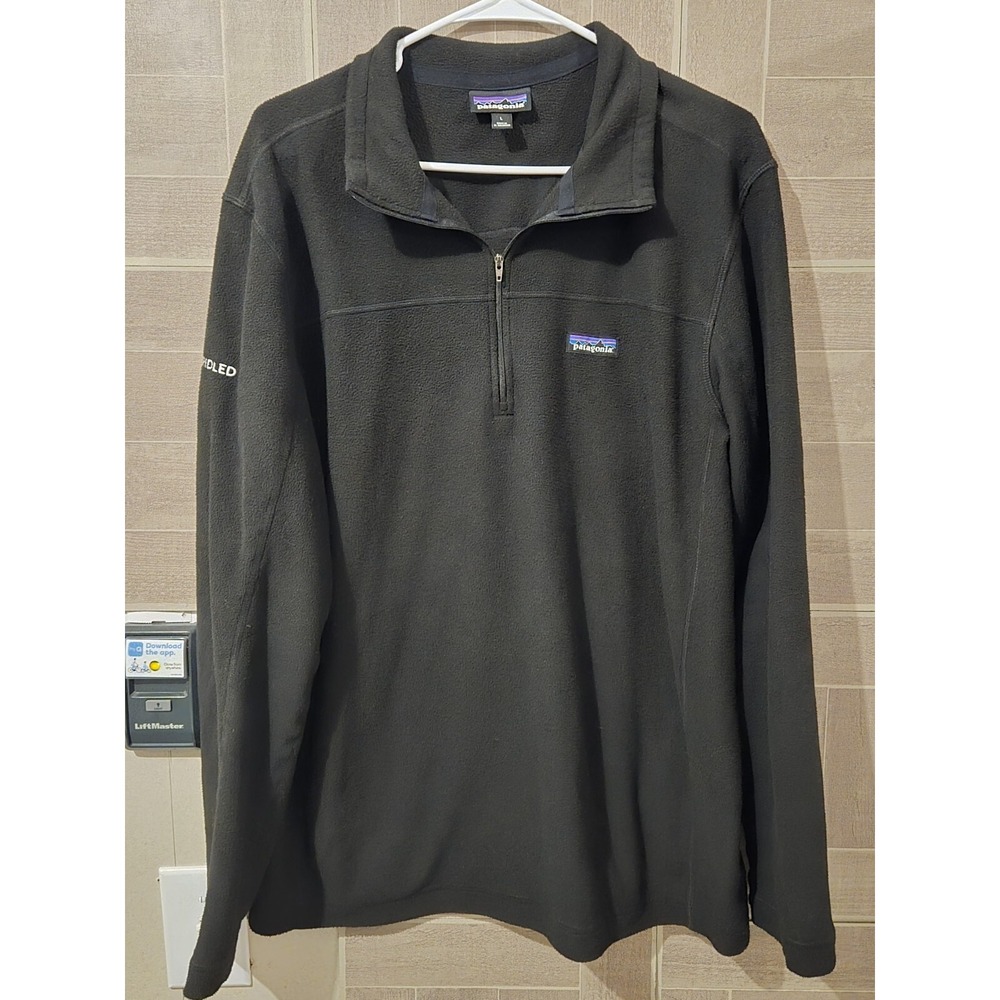 Patagonia Sweater Mens Large Black 1/4 Zip Sweatshirt Pullover Unbridled Logo‎